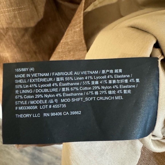 THEORY linen blend shift. Size 4. Never worn. Lined. Excellent condition. - Picture 3 of 4